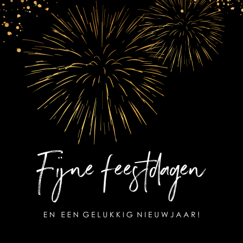 Kerstkaart zwart wit met vuurwerk