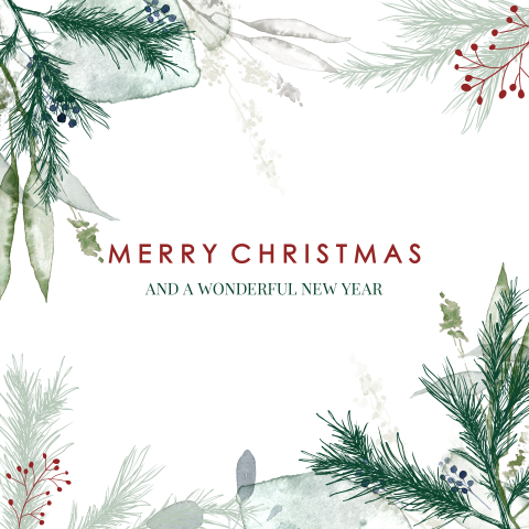 Zakelijke kerstkaart met watercolor illustraties