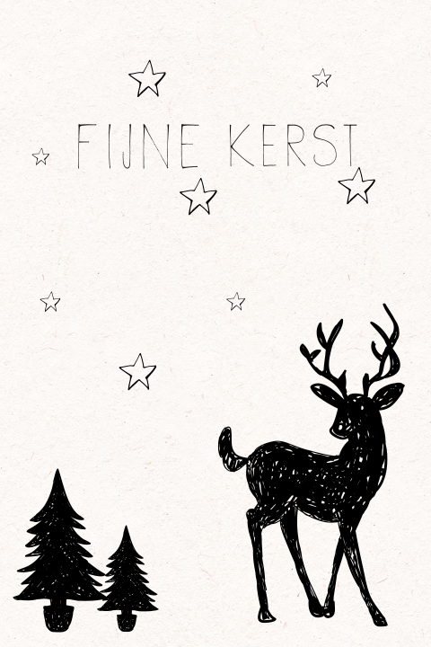 Getekende kerstbomen en rendieren