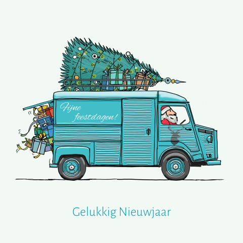 HY busje met kerstboom groen