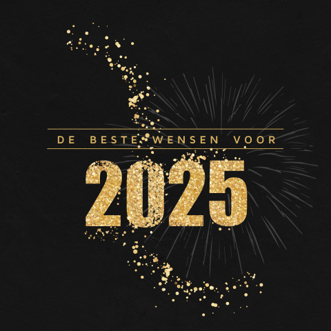 Kerstkaart vuurwerk goud