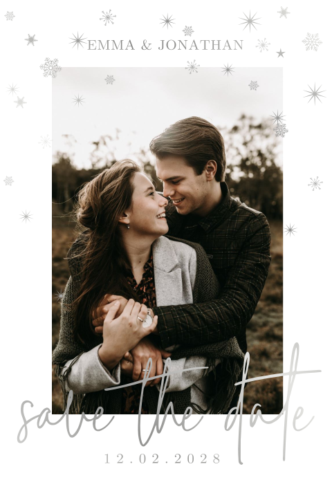 Save the Date kerstkaart met foto en folie