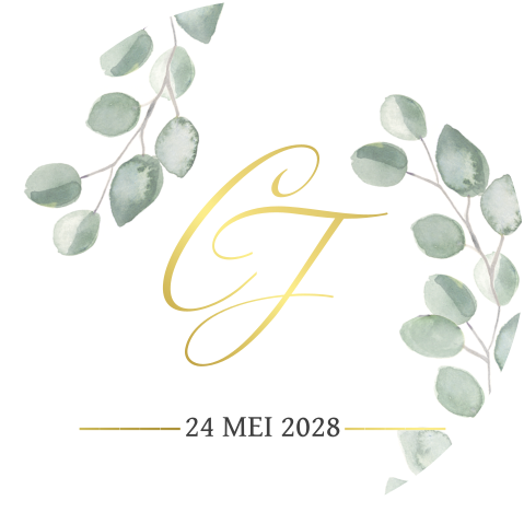 Klassieke sluitzegel met eucalyptus en goudfolie