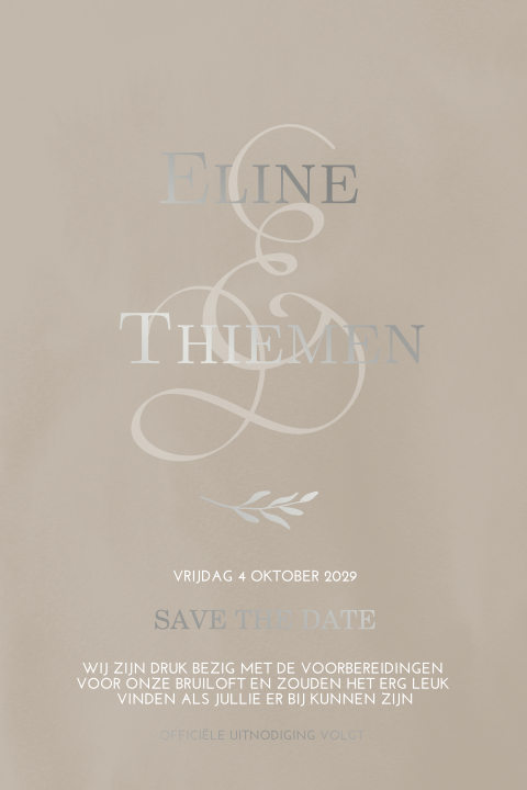 Save the Date kaart - minmalistisch en zilverfolie