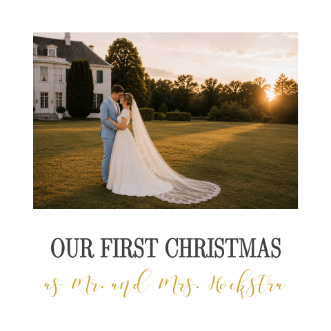 Bedankkerstkaart met jullie trouwfoto en lieve tekst