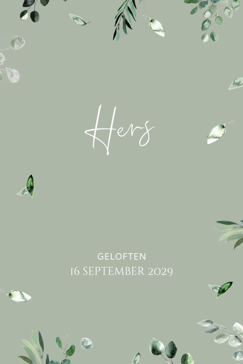 Geloften boekje met eucalyptus blaadjes
