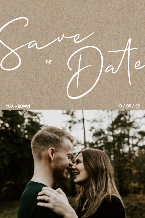 Trend Save the Date uitnodiging van kraft met foto