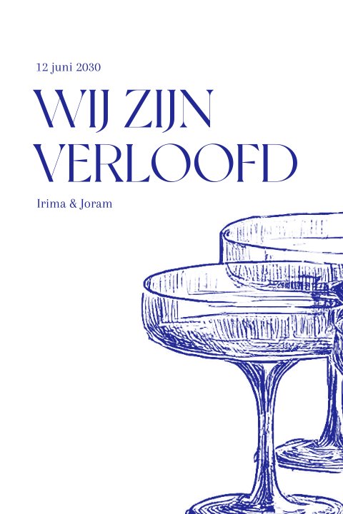 Trend verlovingskaart met champagneglazen