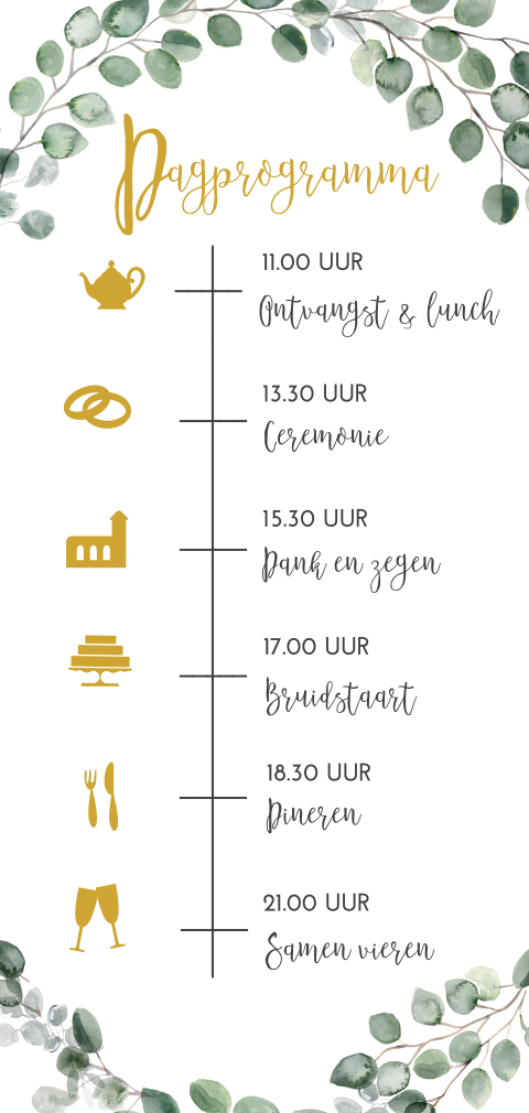 Dagprogrammakaartje met eucalyptus