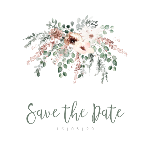 Save the Date met bohemian bloemen en veren