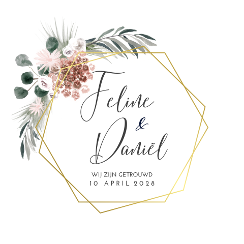 Wij zijn getrouwd kaart met geometrie en goudfolie