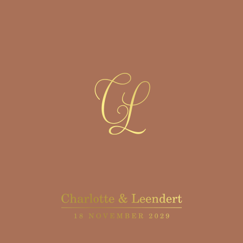 Klassieke trouwkaart met logo en goudfolie