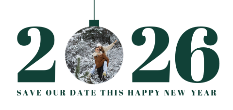 Save the Date kerst met kerstbal en foto