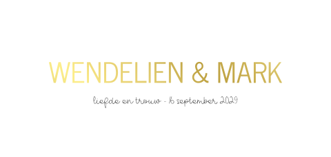 Minimalistische trouwkaart met namen in goudfolie