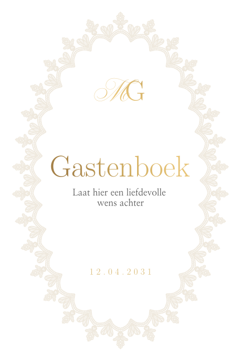 Informatiebordje bij gastenboek - staand met goudfolie
