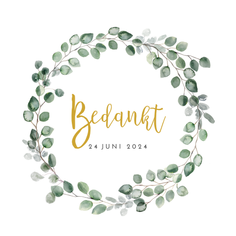 Trendy bedankkaart met krans van eucalyptus