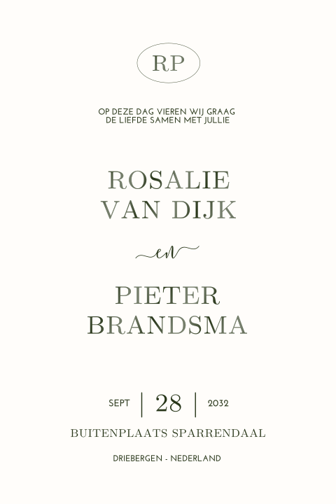 Minimalistische klassieke trouwkaart met foto