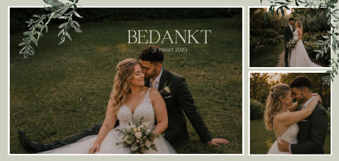 Bedankkaart met foto's en blaadjes