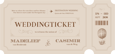 Vintage ticket trouwkaart