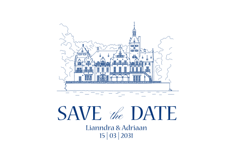 Liggende Save the Date met trouwlocatie