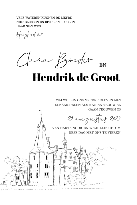 trouwkaart trend met trouwlocatie