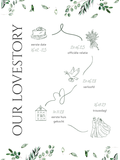 Leuk bord bruiloft met lovestory