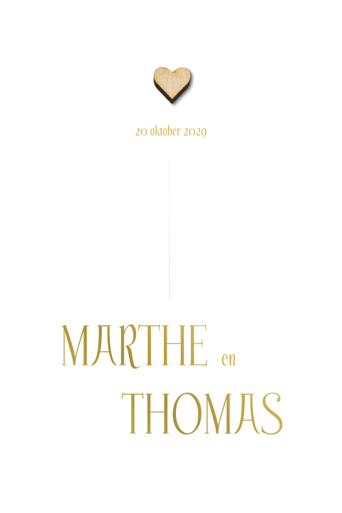 Klassieke trouwuitnodiging met houten hartje