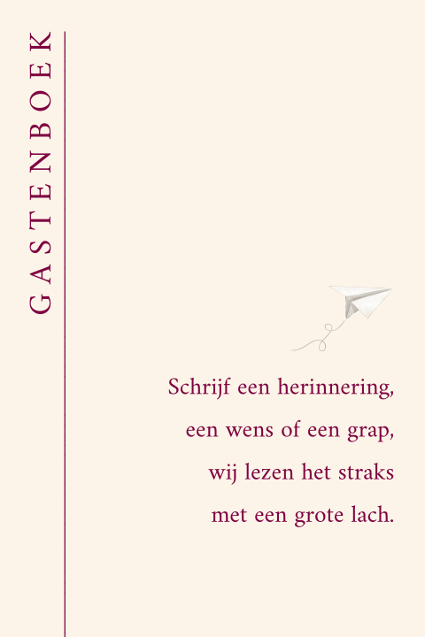 Modern bordje bij gastenboek