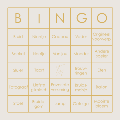 Originele leuke bingokaart voor bruiloft