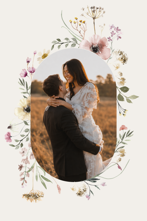 Bedankkaart met bloemen en foto