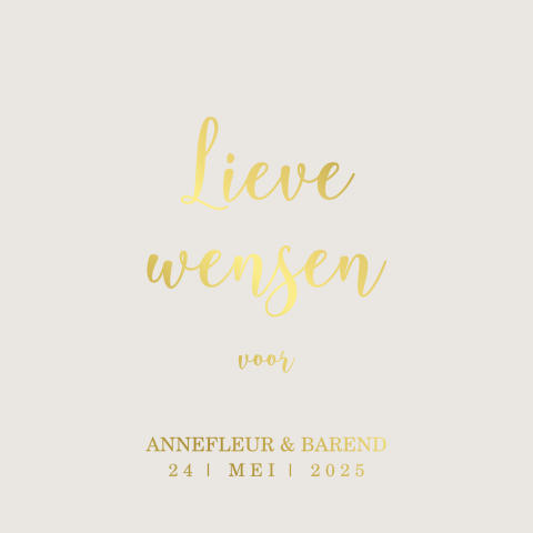 Invulkaartje met goudfolie en initialen