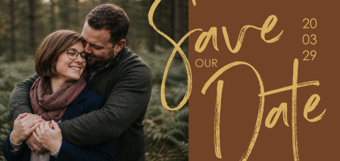 Save the Date met foto en grote letters