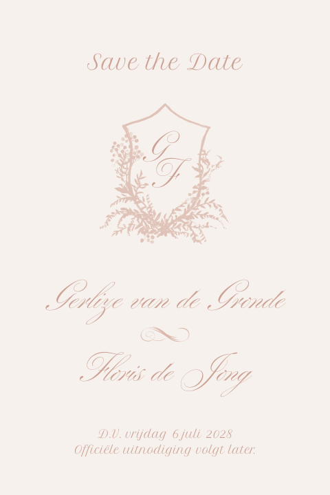 Stijlvolle Save the Date bruiloft met logo