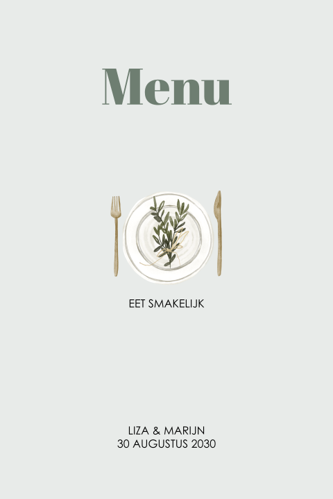 Menukaart met icoontjes in mint
