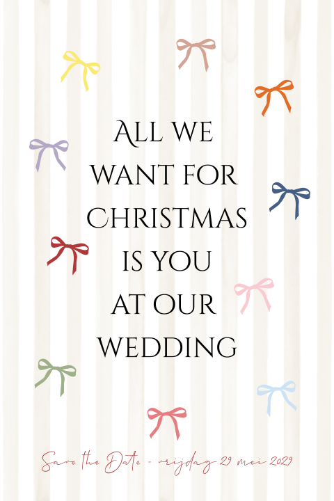 Strikjes Save the Date kerstkaart