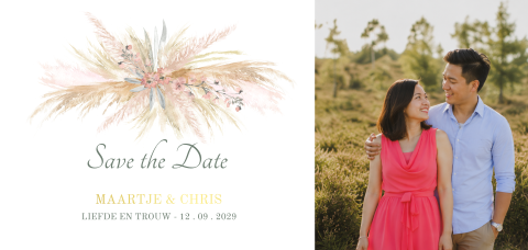 Save the Date kaart met Flower Cloud en goudfolie