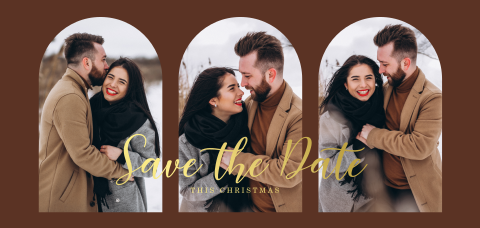 Kerst Save the Date met foto's en goudfolie