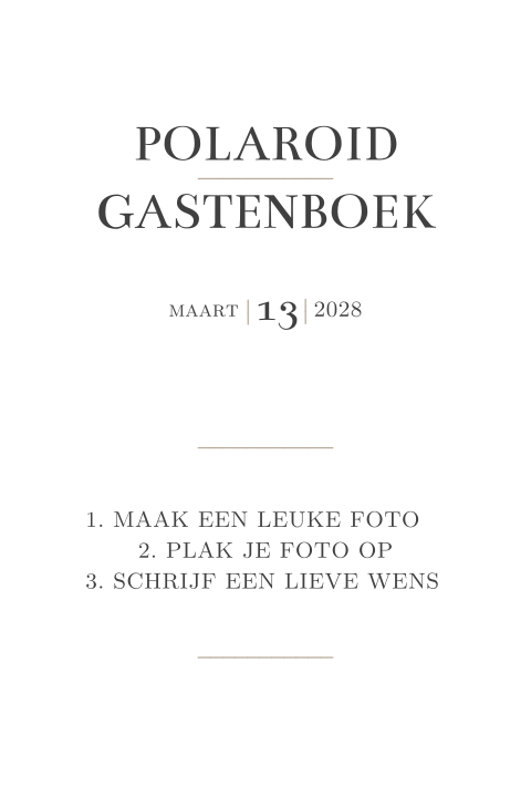 Bordje bij klassiek vierkant gastenboek