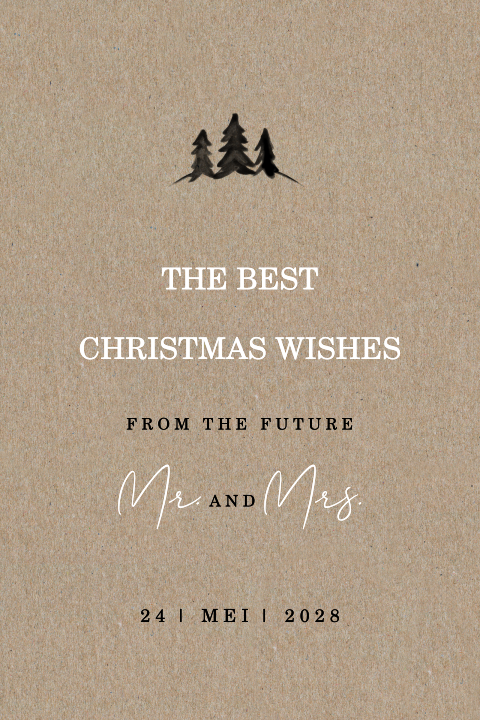 Kraft Save the Date met kerstboompjes