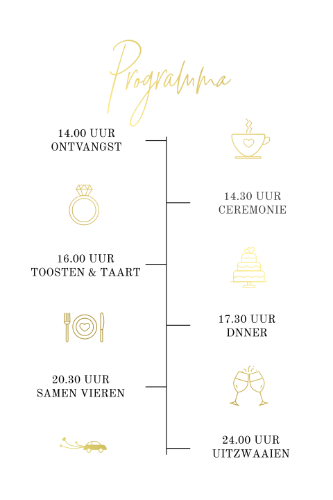 Stijlvol programmakaartje met goudfolie