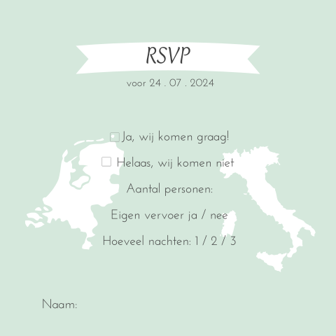 RSVP voor een buitenland bruiloft