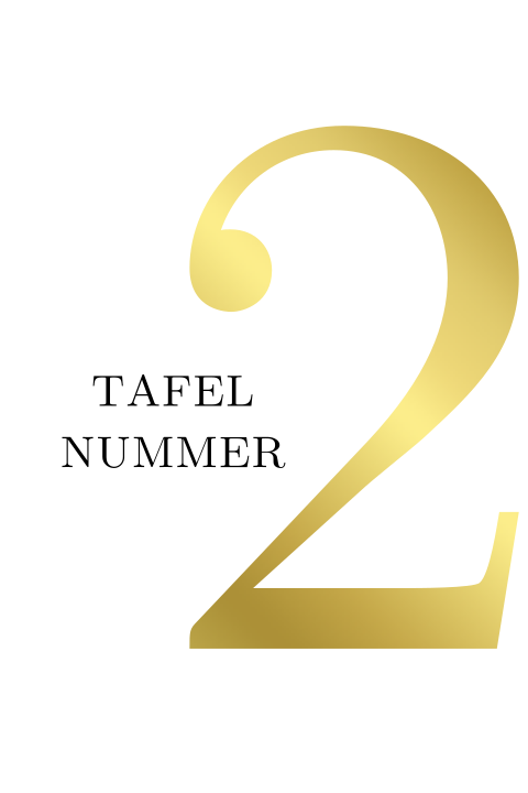 Tafelnummer bruiloft met goudfolie