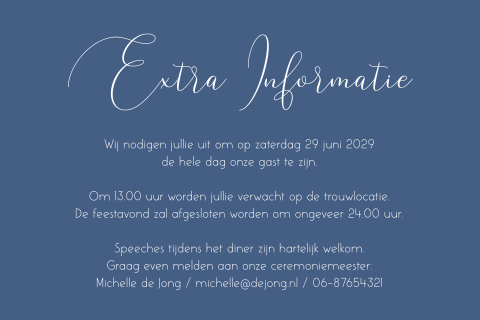 Extra informatiekaart bij trouwkaart