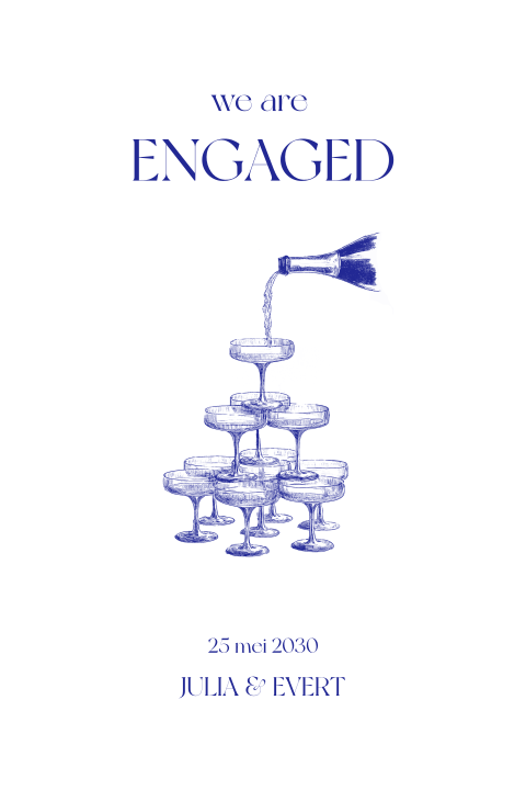 Trend verlovingskaart met champagnetoren