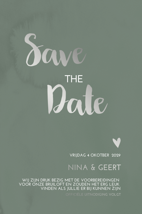 Save the Date kaart - minimalistisch met zilverfolie