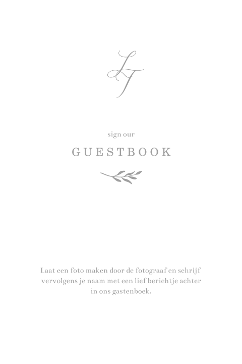 Handig klassiek bordje bij gastenboek