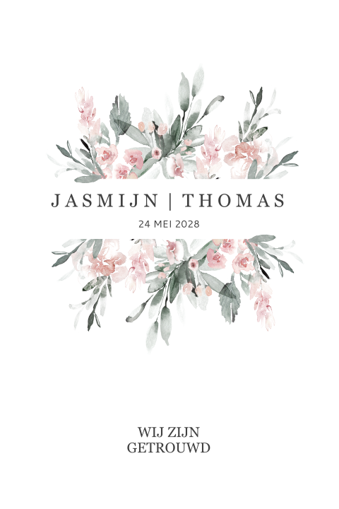 Wij zijn getrouwd kaart met bloemen