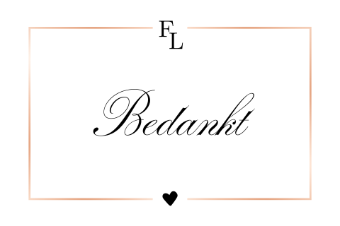 Unieke bedankkaart met roséfolie en trouwfoto