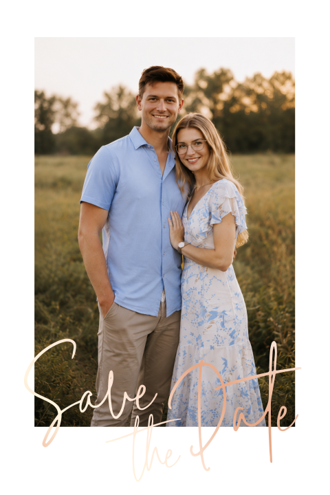 Save the Date met foto en roséfolie