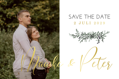 Save the Date kaart met foto en goudfolie